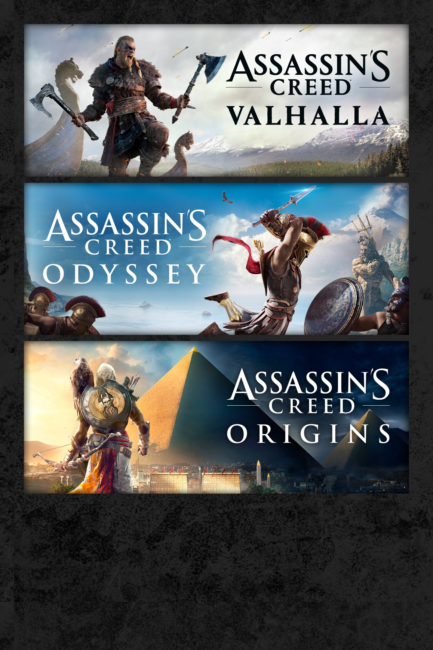 Comprar o Pacote Assassin's Creed®: Assassin's Creed® Valhalla, Assassin's  Creed® Odyssey e Assassin's Creed® Origins