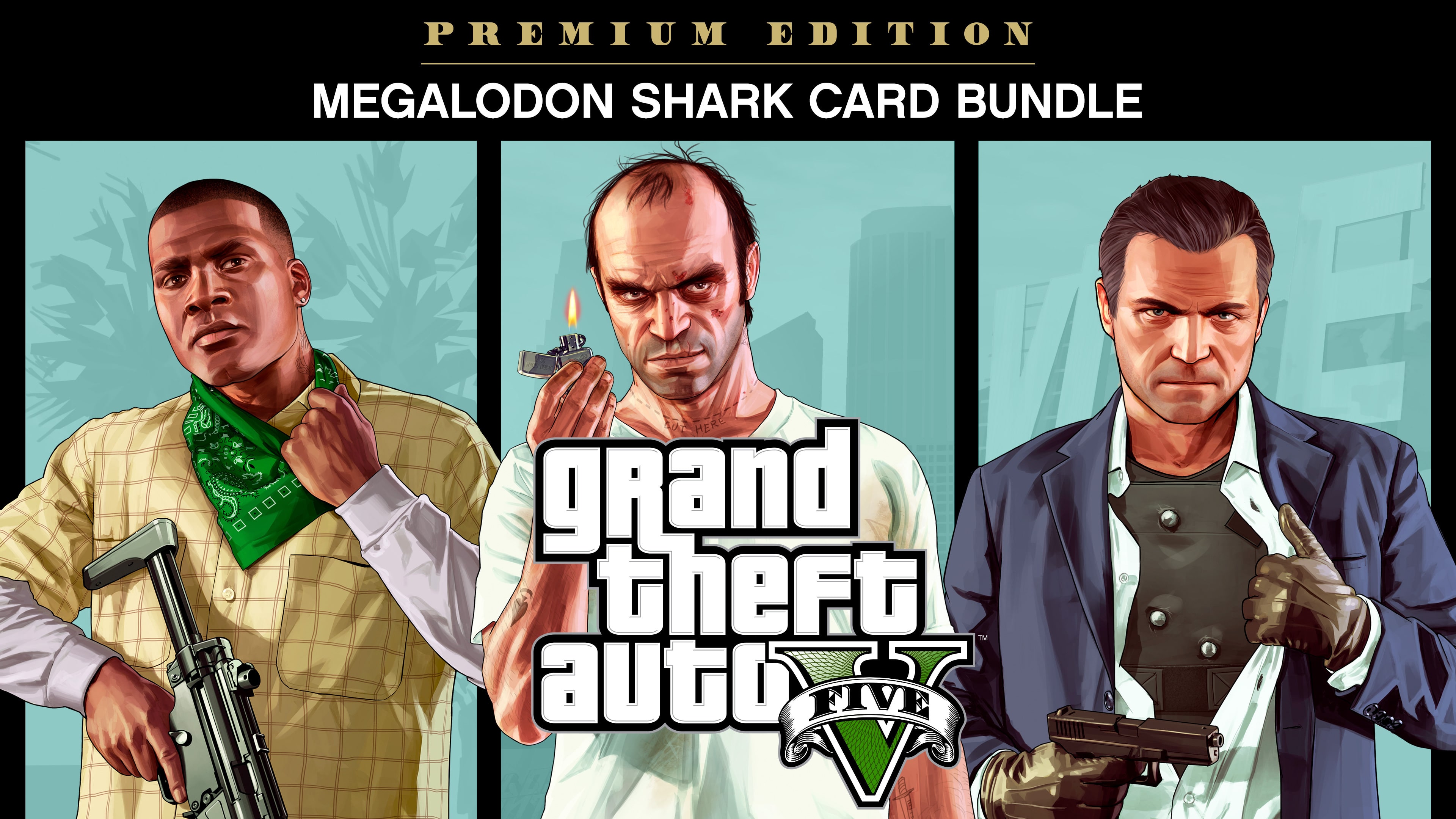 Grand Theft Auto V: Premium Edition -pelin ja Megalodon-kortin kokoelma