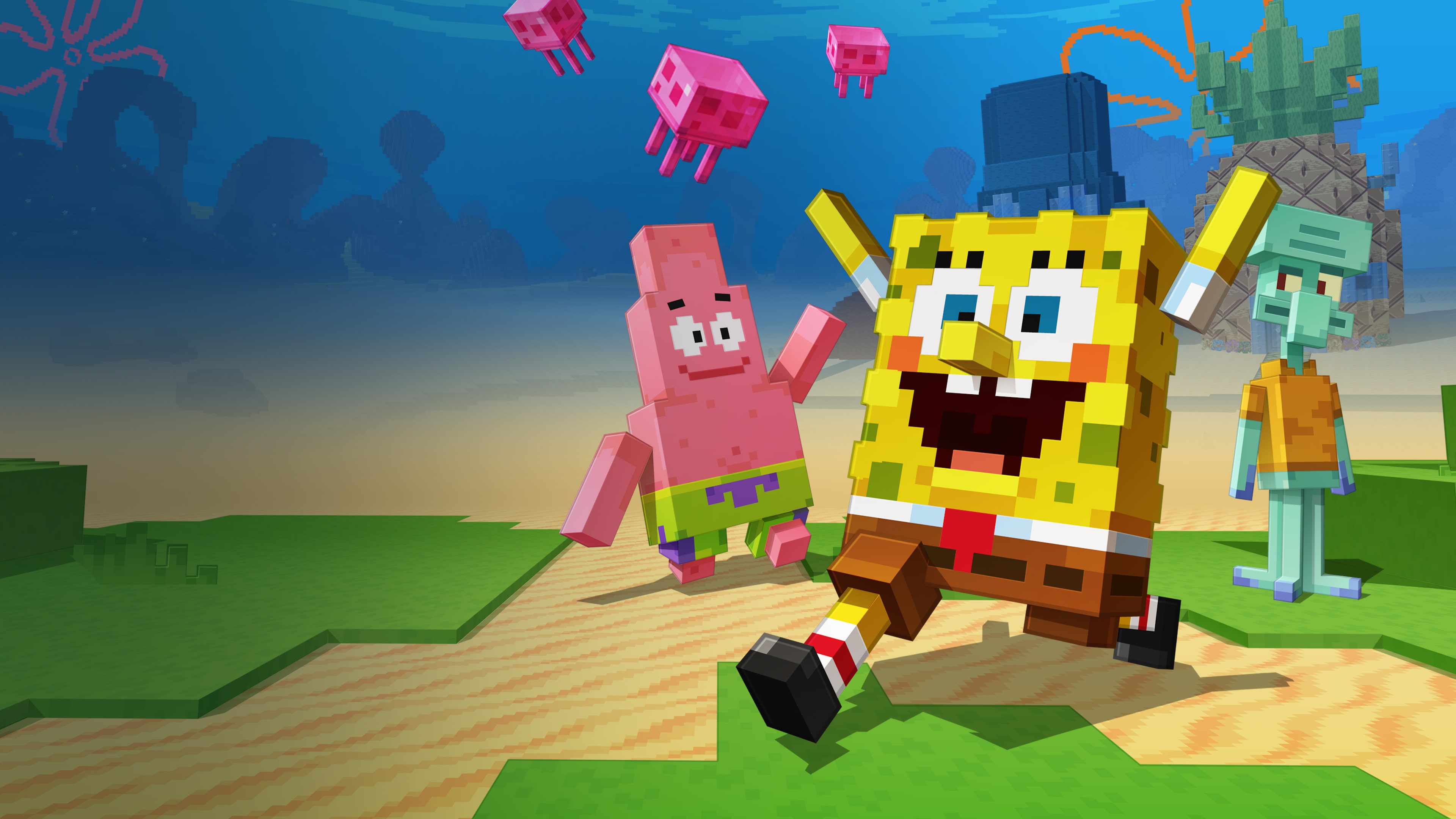 Spongebob minecraft. Бикини Боттом майнкрафт. Карта бикини Боттом для майнкрафт. Майнкрафт бикини. Скин для МАЙНКРАФТА губка Боб квадратные штаны.