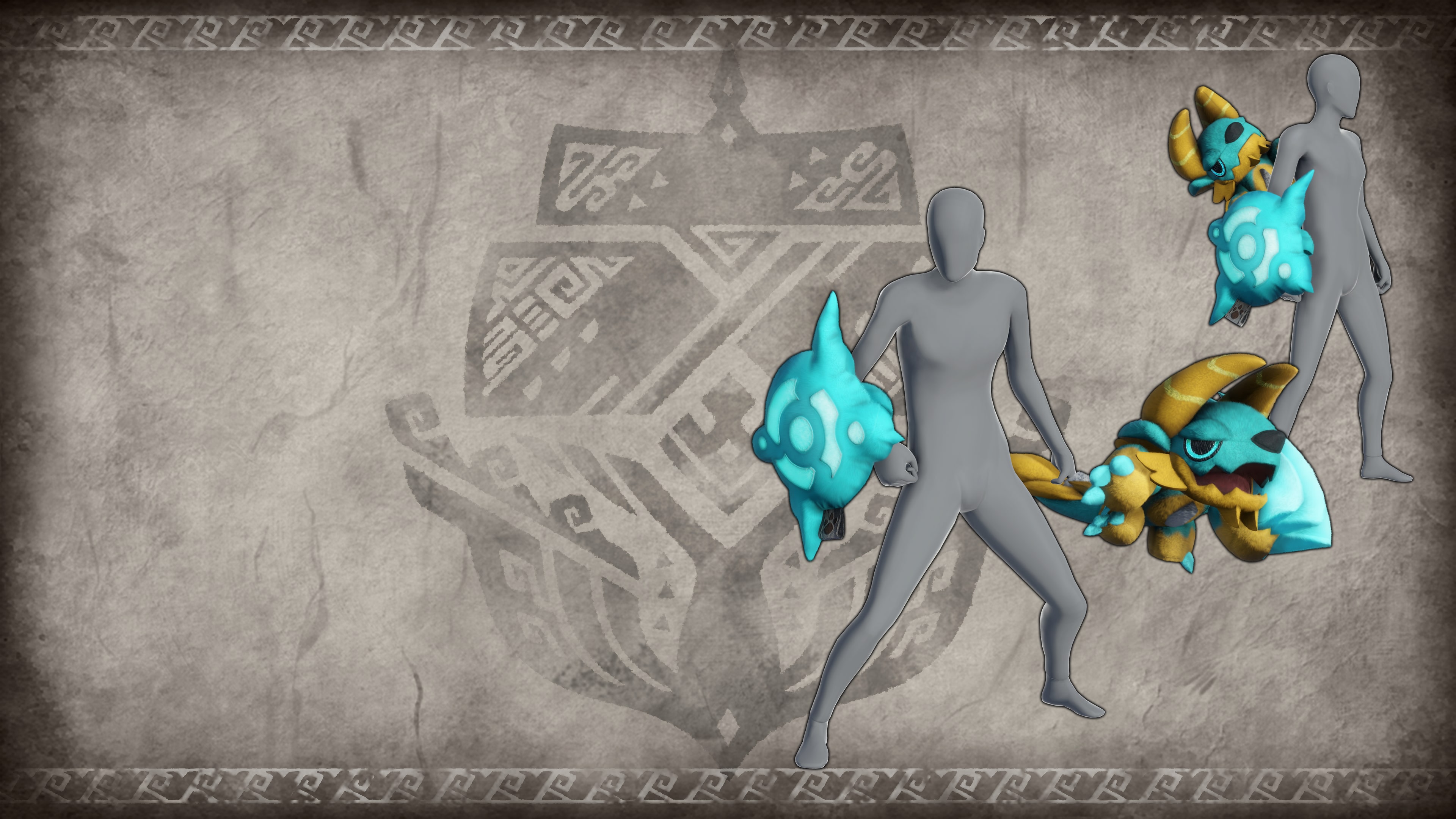 Monster Hunter Rise - Arma superpuesta Zinogre de peluche (Espada y Escudo)