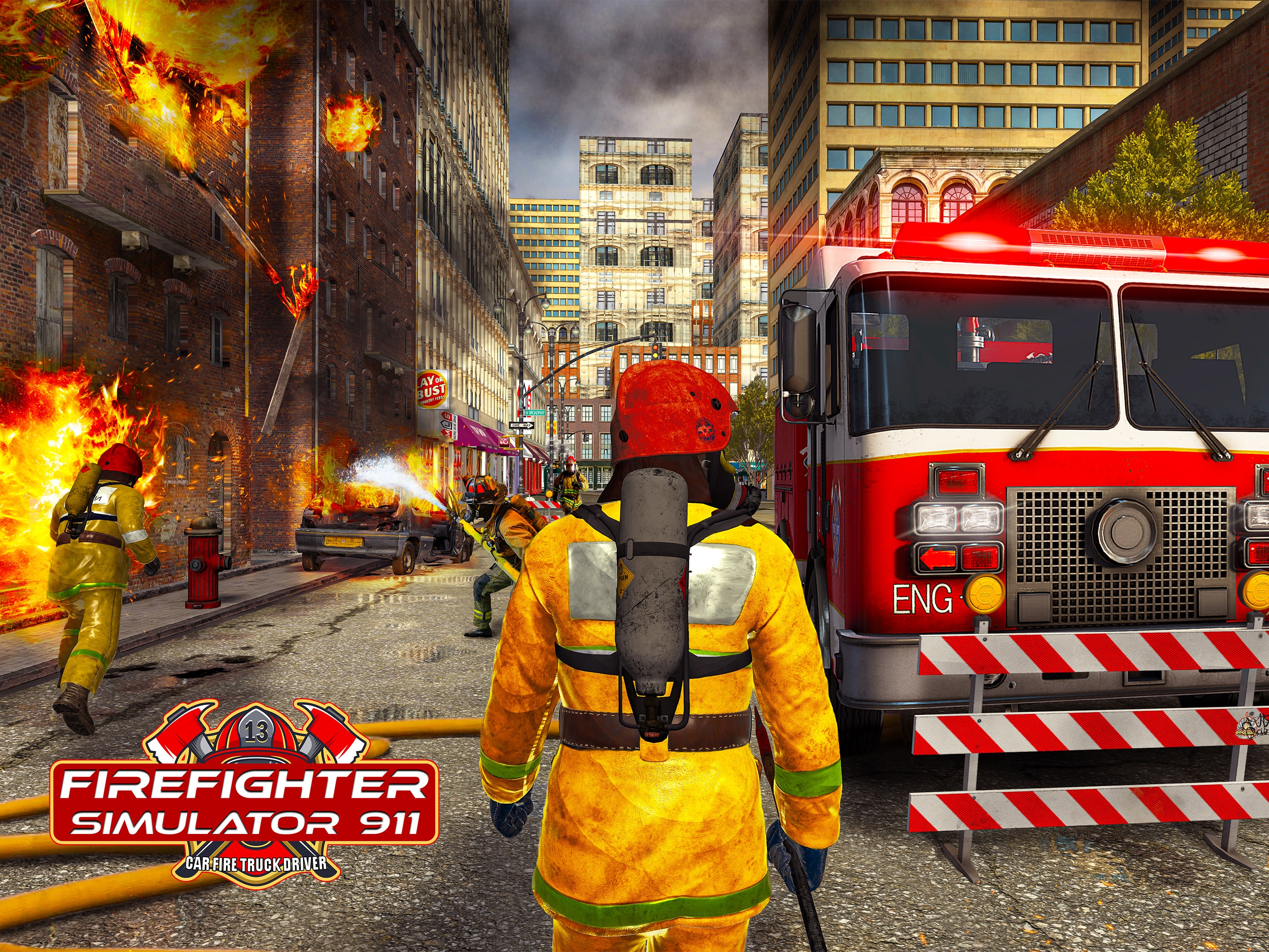 911 Fire Truck Rescue Driver emergência loucura 3D: jogo de missão