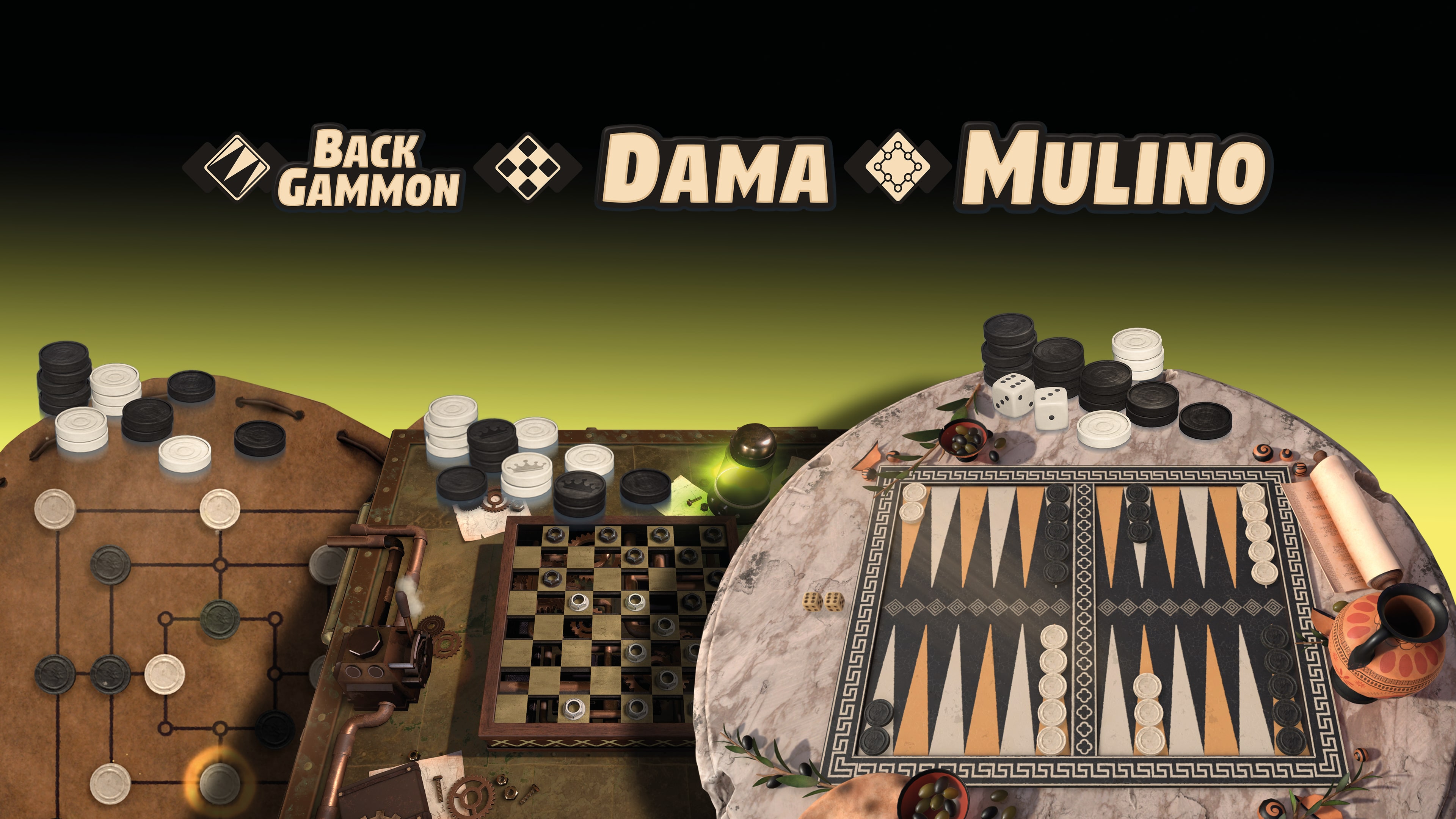 Collezione di giochi 3in1: Backgammon + Dama + Mulino