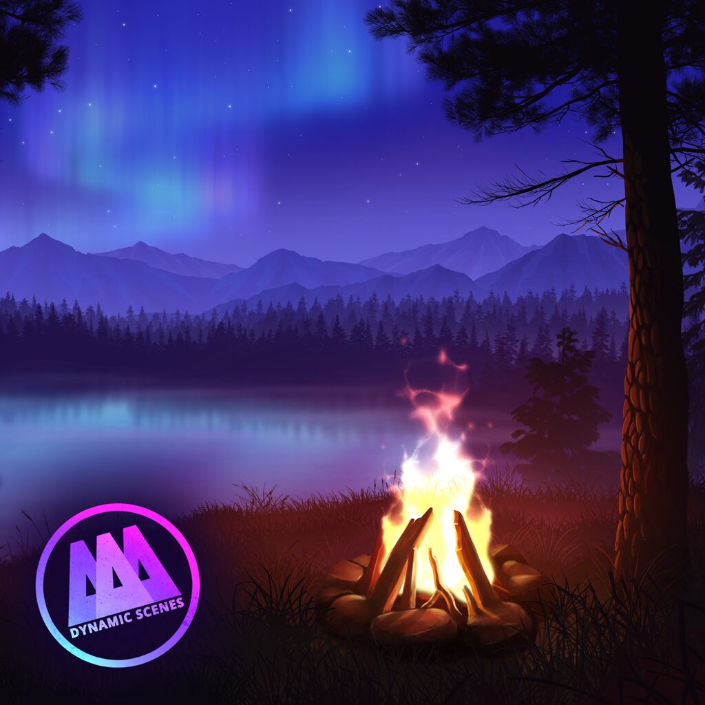 AAA Dynamic Scenes - Aurora Lake Campfire Dynamic Scene