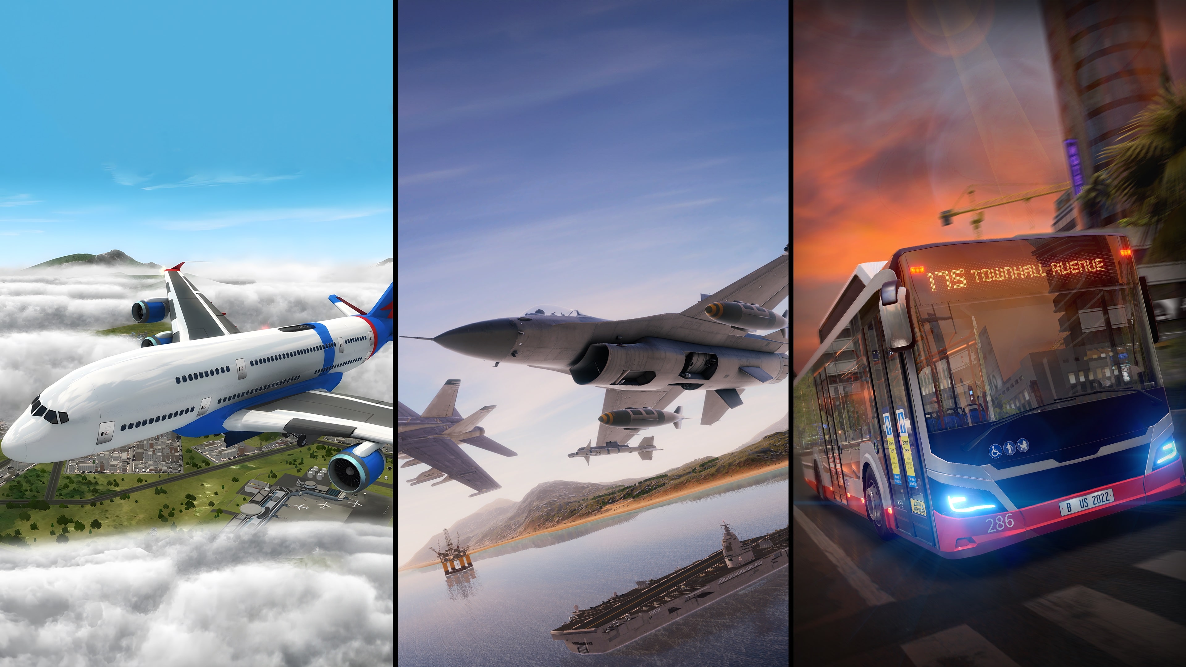 Airplane Flight Simulator : EVO & Combat Zone + Bus Driving Simulator : EVO Bundle