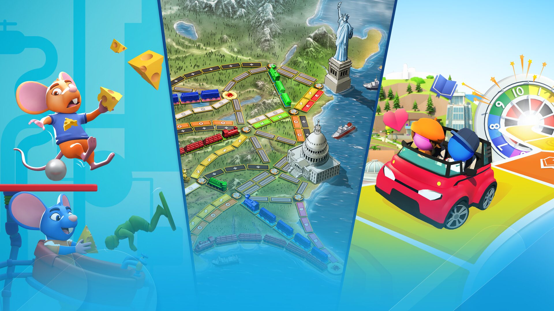 Family Board Game Bundle – Ticket to Ride®, Mouse Trap and The Game of Life 2