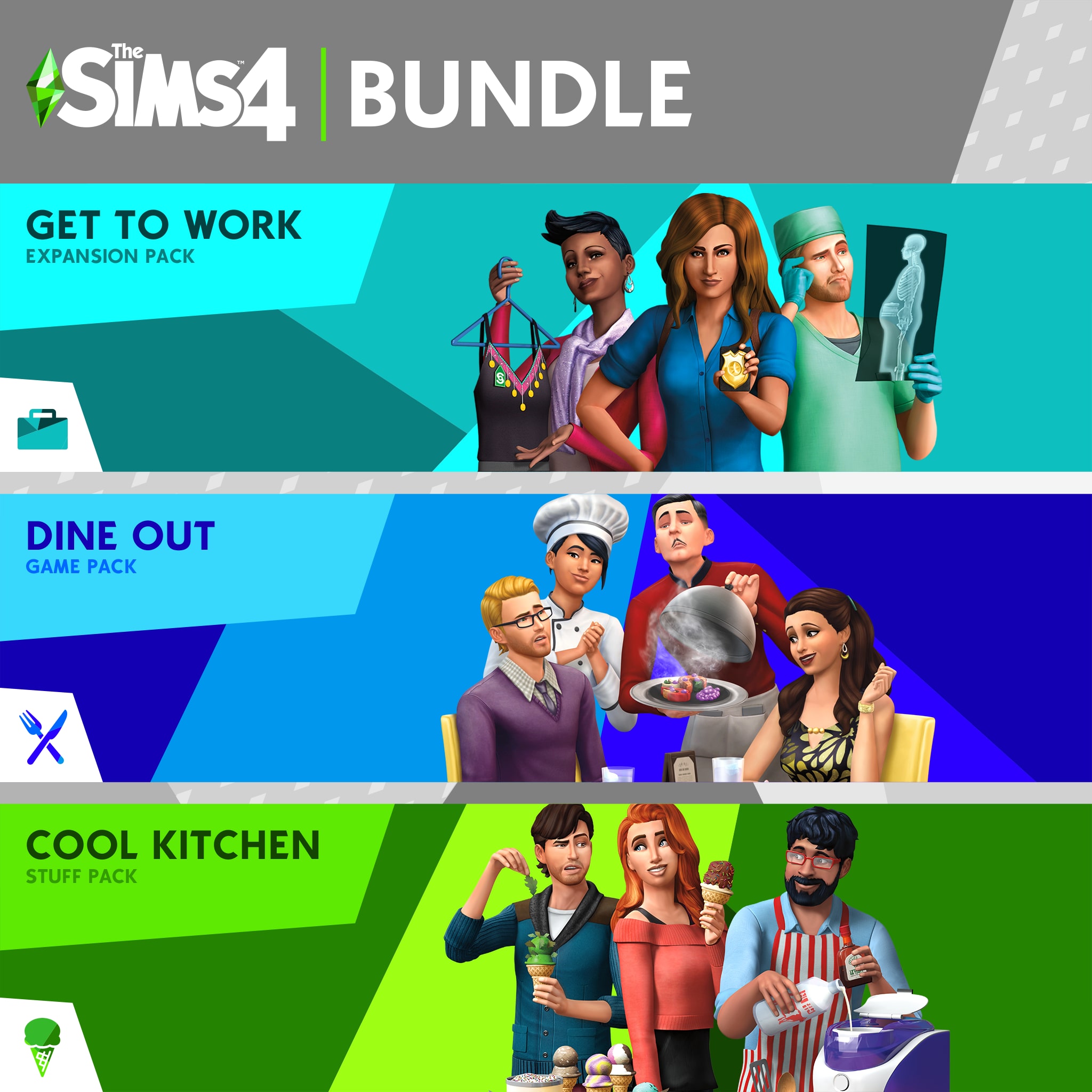 Tilfældig værksted Skæbne The Sims™ 4 Bundle - Get to Work, Dine Out, Cool Kitchen Stuff